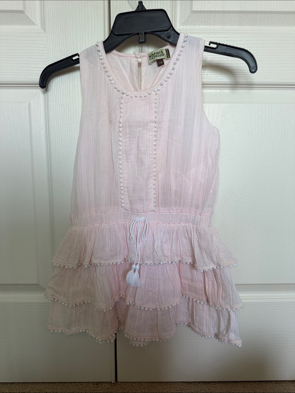 Spanish Designer Sophie Catalou Girls' Light Pink Ruffled Dress